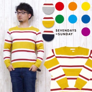 SEVENDAYS=SUNDAY セブンデイズ=サンデイ セーター ニット パネル ボーダー C Panel Bd Knit LPO 32131CB0030