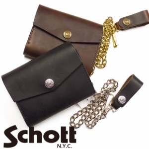 ショット Schott ミドルウォレット 2つ折り財布 レザー メタル チェーン付き Perfect Wallet アメリカ ホーウィン社製 3119036