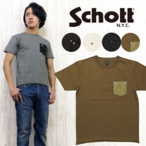 ショット Schott Ｔシャツ 半袖 レザーポケット ワンスター スタッズ sch3163030