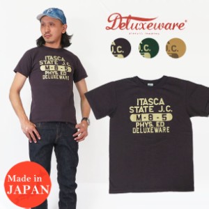 デラックスウェア DELUXEWARE 半袖Ｔシャツ ひび割れ プリント カレッジＴ 「ITASCA STATE J.C.」 吊り編み 3本針縫い ユニオンスペシャ