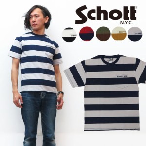 ショット Schott 半袖 ボーダー ポケット Tシャツ 3193067 