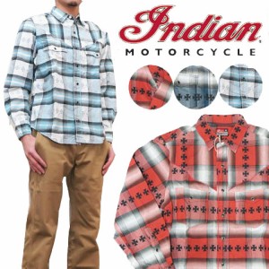 インディアンモーターサイクル Indian Motorcycle 長袖オンブレクロスチェックウエスタンシャツ im23968