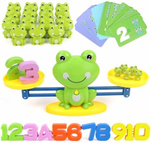 カエル 天秤 知育玩具 バランスゲーム 数字の基礎を覚える 算数 足し算 引き算  色を識別する モンテッソーリ おもちゃ 早期教育 プレゼ