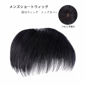 男性用ウィッグ ショート ヘアピース メンズウィッグ 人毛100％ 黒 短い 通気性 トップカバー 父の日