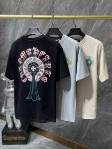 半袖 クロムハーツ Chrome Hearts  CH カジュアルプリント トレーナー ロゴ Tシャツ  男女兼用