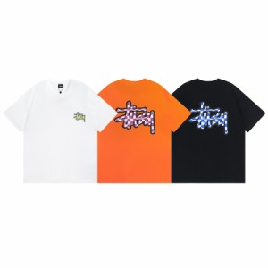 ステューシー STUSSY 夏服 半袖tシャツ  カジュアル ロゴプリント 男女兼用 父の日