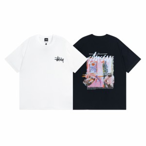 ステューシー STUSSY 夏服 半袖tシャツ  カジュアル ロゴプリント 男女兼用 父の日