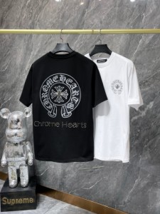 半袖 クロムハーツ Chrome Hearts  カジュアルプリント トレーナー ロゴ プリント 半袖Tシャツ  男女兼用 父の日
