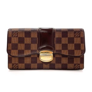 LOUIS VUITTON ルイヴィトン 長財布 N61747  ポルトフォイユ システィナ ダミエキャンバス ブラウン ブラウン レディース 中古