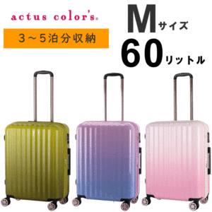 キャリーケース スーツケース キャリーバッグ 軽量 TSAダイヤルロック Mサイズ 3泊 4泊 5泊 74-20580 グリーングラデ ピンクパープル ベ