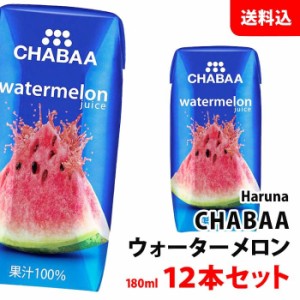 CHABAA ウォーターメロン 180ml×12本セット 送料無料 ハルナプロデュース チャバ 濃縮還元 果汁100％ジュース スイカジュース 紙パック 