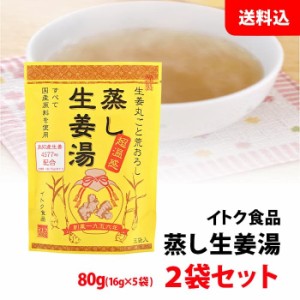 送料無料 メール便 蒸し生姜湯 お試し 2袋セット 1袋：16g×5入 国産原料使用 無添加 しょうが湯 10杯分 イトク食品