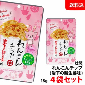 送料無料 メール便 岩下の新生姜 れんこんチップ 18g×4袋セット おつまみ 壮関