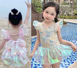 キッズ水着 女の子 人魚姫 長袖 スイムスーツ オールインワン ガールズ 可愛い 子供用水着 海水浴水遊び　水遊び ビーチ 温泉 旅行