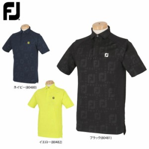 [50％OFF] フットジョイ　メンズ ロゴプリント 総柄 エンボスロゴグラフィック 4WAYストレッチ ラグランスリーブ 半袖 ポロシャツ FJ-S23