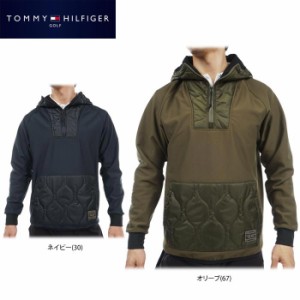 [30％OFF] トミー ヒルフィガー ゴルフ　メンズ バックプリント 生地切替 裏起毛 長袖 ハーフジップ ハイブリッド フーディー THMA368 [2