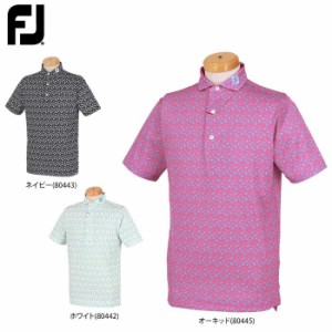 [55％OFF] フットジョイ　メンズ リゾートモチーフプリント 総柄 4WAYストレッチ バイカラー 半袖 ポロシャツ FJ-S23-S12 [2023年モデル]