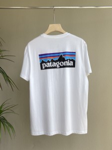 Patagoniaプリント海の波コットン半袖Tシャツ