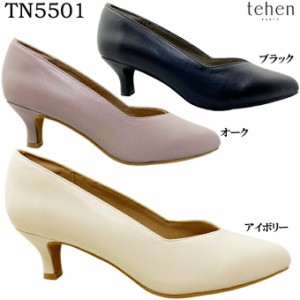 パンプス レディース tehen テーン TN5501 アーモンドトゥ Vカット ベーシックパンプス ソフト中敷 クッション性 軽量 デイリー フォーマ