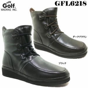  マドラス社製 City Golf GFL6218 マドラス シティゴルフ レディース ショートブーツ カジュアルブーツ レースアップ 編み上げ 内側ファ