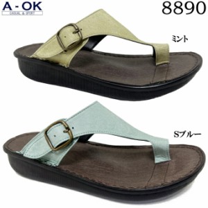 サンダル レディース A-OK CASUAL&SPORTS MS 8890 エーオーケー フラットサンダル 指付きベンハー トングサンダル コンフォートサンダル 