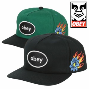 【三太郎の日タイムセール】OBEY キャップ メンズ レディース ブランド ロゴ パッチ 5パネル 帽子 オベイ スナップバック フラワー 花 炎