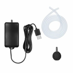 エアーポンプ USBミニエアレーションポンプ 静音 水槽 酸素ポンプ 釣り 汎用 コンパクト IP64防水 エアストーンとシリコンチューブ付き U
