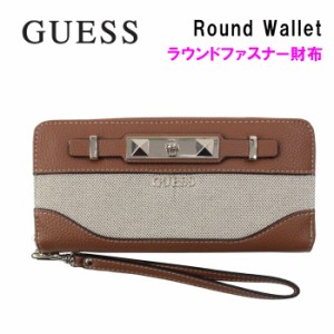 ゲス 財布 RG776046 COGNAC GUESS 凹凸プレートデザイン ラウンドファスナー財布 長財布 ab-351300