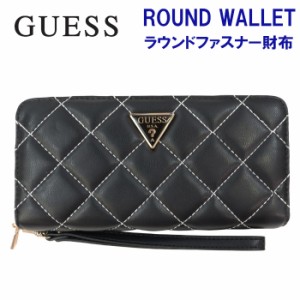 ゲス 財布 QC767946 BLACK MULTI GUESS ゲス 浮きロゴプレート ラウンドファスナー財布 長財布 ab-495100