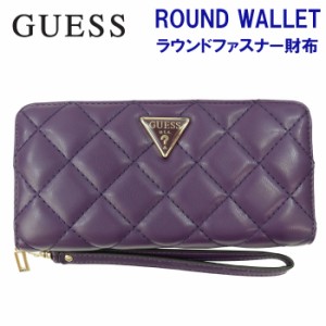 ゲス 財布 QG767946 EGGPLANT GUESS ゲス ロゴプレートデザイン ラウンドファスナー財布 長財布 ab-495500