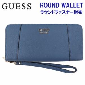 ゲス 財布 VG788146 DEEP OCEAN ブルー系 浮きロゴ GUESS ラウンドファスナー財布 長財布 ab-496800