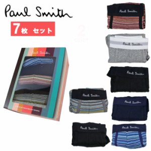 ポールスミス メンズ 7Ｐボクサーパンツ M1A 480E A7PCK2 01A 単色 ボーダー ウエストカラーゴム 下着 男性 Paul Smith ab-509000