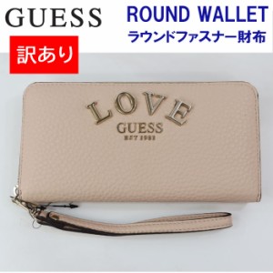 【ネコポス可】【訳あり返品不可】cc-1660 ゲス 財布 長財布 VG730546 NUDE CONNER SLG LOVE GUESS 浮きロゴプレート ラウンドファスナー