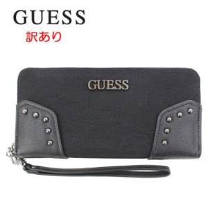 【訳あり返品不可】cc-3426 ゲス 財布 SM812846 BLACK スタッヅデザイン 浮きロゴ ブラック GUESS ラウンドファスナー財布 長財布