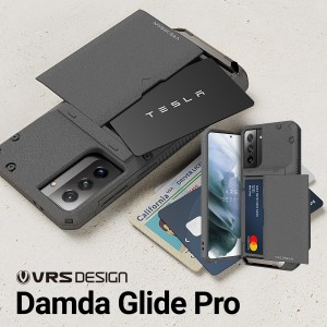 Samsung GalaxyS21+ 5G ケース カード 収納 3枚 耐衝撃 スマホケース 衝撃 吸収 背面 スライド 式 カードケース 付 ハード カバー タフ 