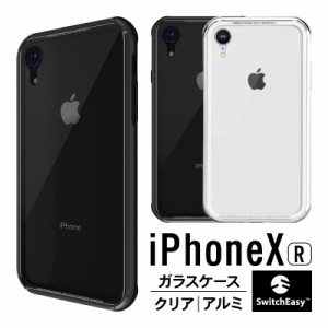 iPhone XR ケース ガラス 背面 クリア ガラス × 航空機 アルミ バンパー ハイブリッド 透明 ハード カバー 本体カラーを美しく見せる ス