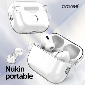 AirPods Pro2 ケース カバー クリア 薄型 透明 ハード カバー 落下防止 用 ストラップホール 付き ケースカバー [ Apple AirPodsPro2 MQD