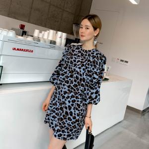 毎回完売 ラウンドネック レオパード柄 ワンピース 膝丈 ランダムスカート ヒョウ柄 豹柄 最安 Carlavista Com