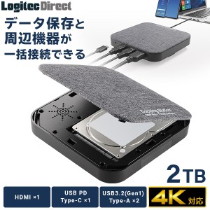 ドッキングステーション iPhone 15 対応 HDD USB Type-Cx1 USBPD100W USB3.2Gen1 USB3.1Gen1x2 ハブ HDMIタイプA 2TB LHD-DHU020PD ロジ