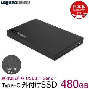 iPhone 15 対応 SSD 外付け ポータブル レザー加工 480GB PS5 USB3.1 Gen2 小型 高速転送 Type-C USB-C タイプC 日本メーカー 1年保証 ロ