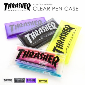 撥水 クリアケース THRASHER スラッシャー クリア ケース クリアペンケース ペン 筆箱 マルチケース ケース 透明 CLEAR ポーチ 歯ブラシ