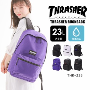 THRASHER  デイパック リュックサック ロゴ パープル ブラック トレンド マルチ 旅行 普段使い スポーティー スケターブランド お洒落 シ