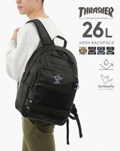 リュックサック 黒リュックサック ロゴ 10052-thr-263 刺繍 黒 THRASHER スラッシャー Backpack 26L GONZ 大容量 旅行 通学 通勤 ポケッ