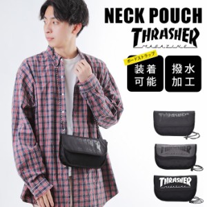 スラッシャー THRASHER ショルダーバッグ 撥水 撥水加工 生地 お洒落 ネックポーチ スポーティー ロゴ ワンショルダー ブランド アウトド