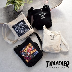 ショルダーバッグ メンズ THRASHER スラッシャー キャンバス 綿 帆布 キャンバスバッグ ショルダー斜めがけ 軽量 1学生 小物入れ サコッ