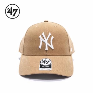 47 フォーティーセブン キャップ 帽子 ユニセックス 47BRAND ヤンキース Yankees MVP Khaki x White Logo ’47 調節可能 ベージュ ロゴ