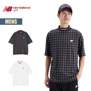 ニューバランスゴルフ シャツ メンズ new balance golf 千鳥格子柄 UV 半袖 モックネック プルオーバー ゴルフウェア【ネコパケ】