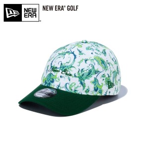 ニューエラ ゴルフ キャップ 帽子 NEW ERA GOLF ボタニカル スクリプトロゴ ホワイトペイズリー ダークグリーン ボタニカル柄 抗菌