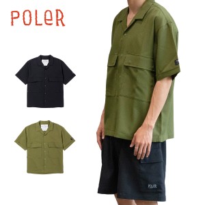 【20%OFF】ポーラー カジュアルシャツ POLER ドットエア マルチポケット 半袖 クールシャツ オープンカラーシャツ メンズ