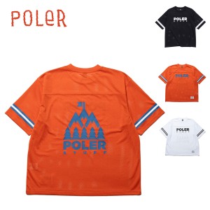 ポーラー Tシャツ 半袖 POLER S/S MESH JERSEY メッシュ ジャージ フットボールジャージ バックプリント フロントプリント【ネコポス】